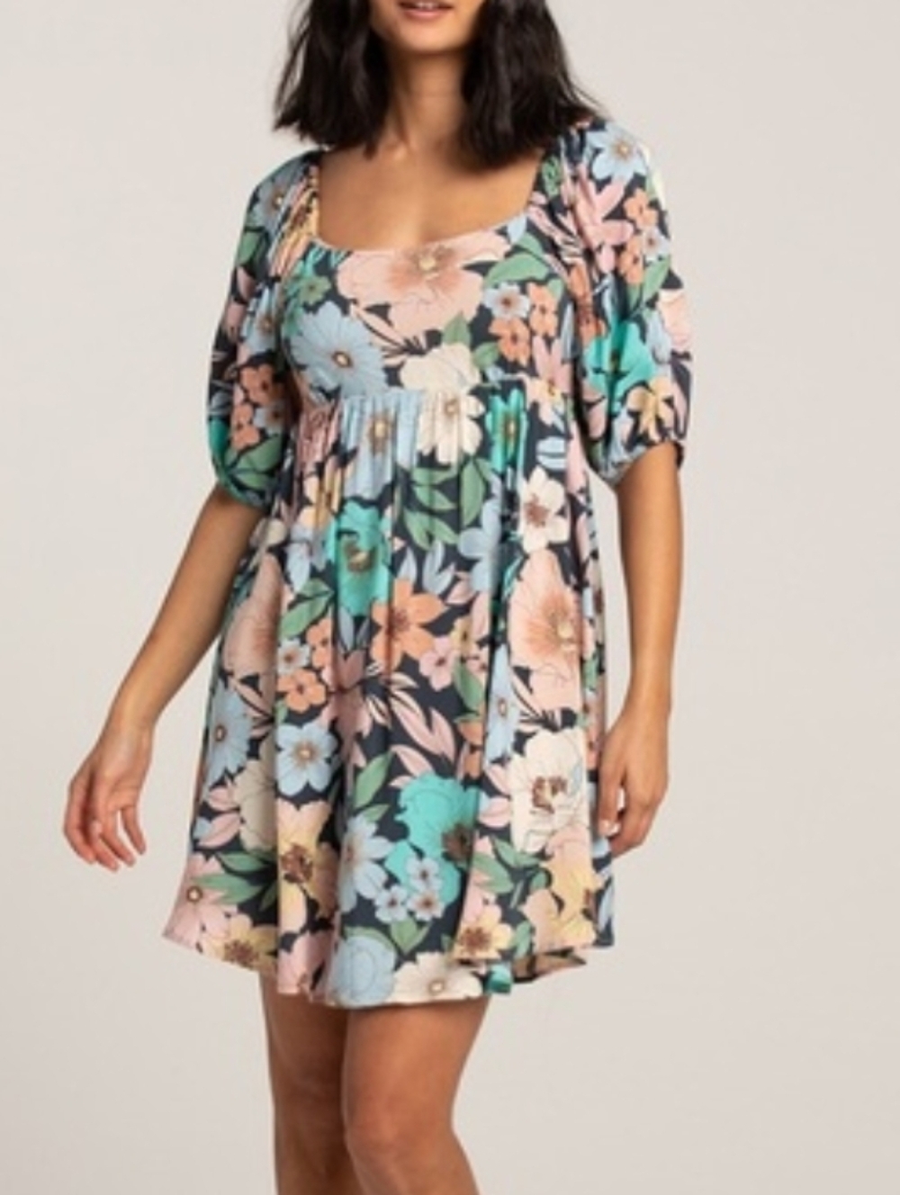 O'NEILL Manda Mini Babydoll Cute Y2K Dress, Soft Pastel Floral, Size XS